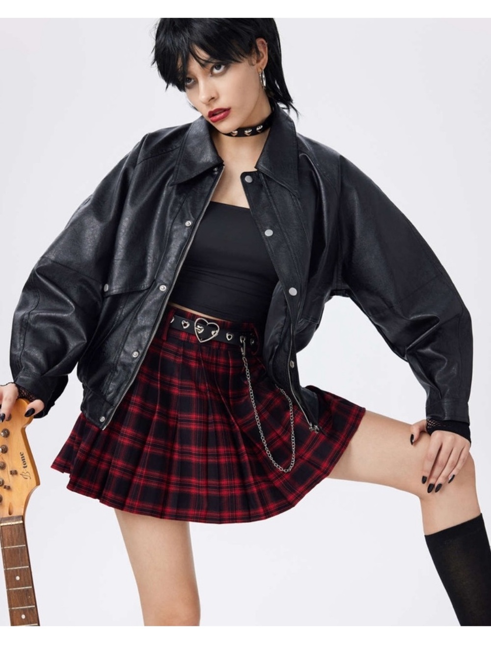 NWT CIDER Black Faux Leather Bomber Jacket - Women's